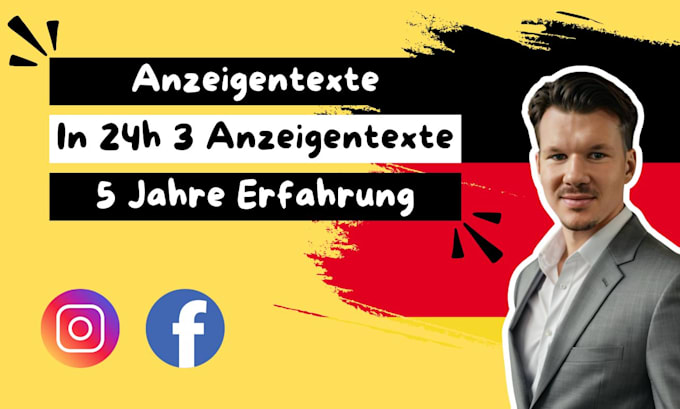 write german copy for facebook, meta or instagram ads