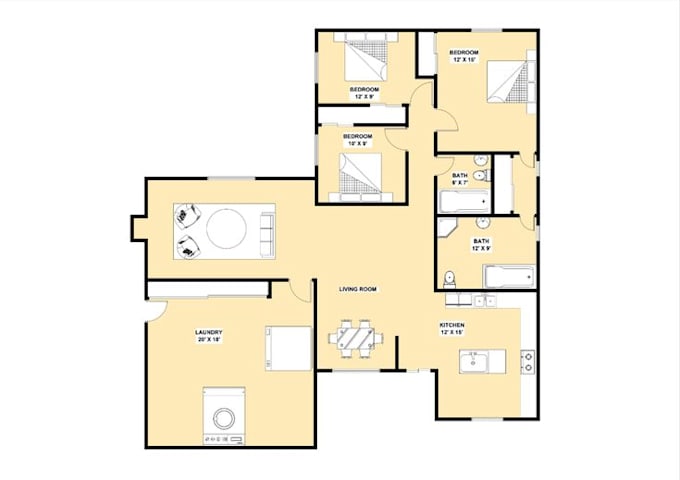 create 2d colored floor plan for real estate projects