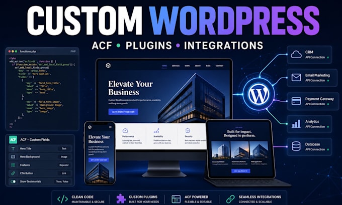 build a custom wordpress website with acf and integrations