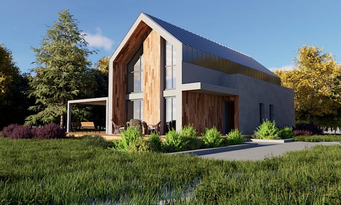 do 3d building exterior interior 3d floor plan with material