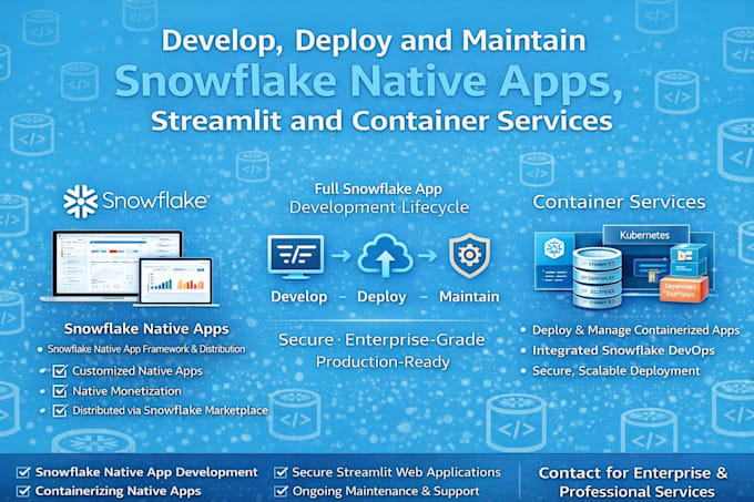 develop, deploy and maintain snowflake native apps streamlit, container service