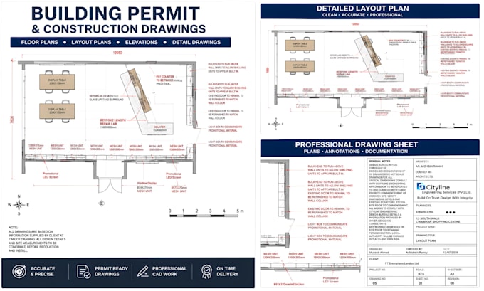 create professional building permit and construction drawings