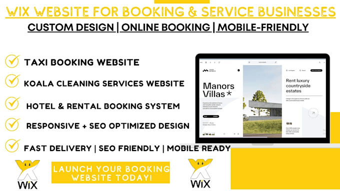 create taxi hotel booking rental koala cleaning service wix website design