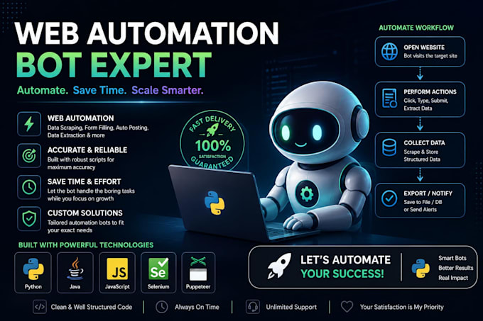 create bot for web automation web scrapping web testing python selenium