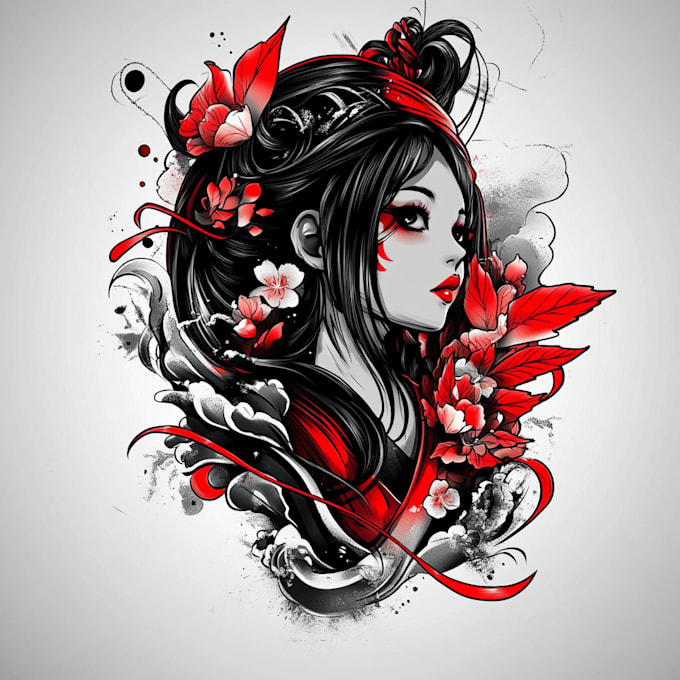 draw cute custom anime or blackwork tattoo