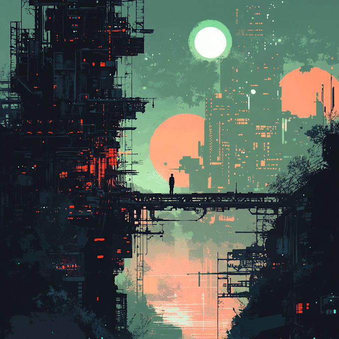 Design an illustration of futuristic cyberpunk city art in your choice ...