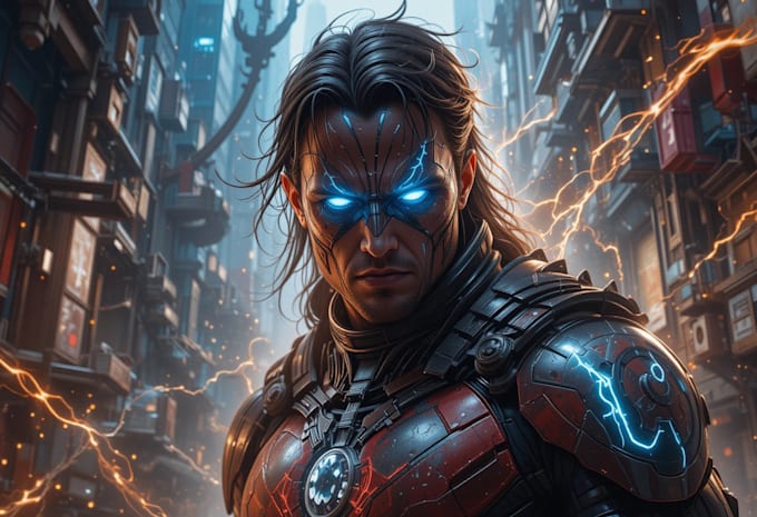 create scifi, superhero character art