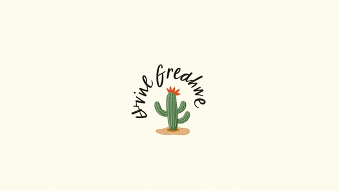 do tiny cactus line mascot logo design