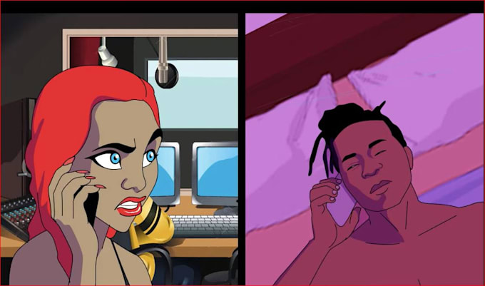 2d music video, 2d cartoon cover art, 2d cartoon animation, single ...