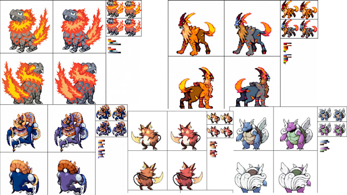 do pixel game pokemon fakemon trainer sprite sheet character animation rpgmaker