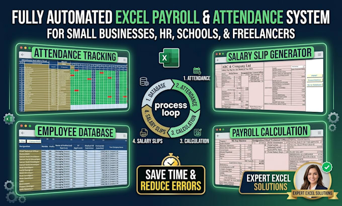fully automated excel payroll , attendance management system