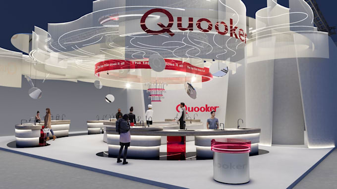 design booth, kiosk event design with 3d render drawing