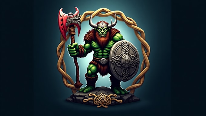 create orc viking gladiator logo with unlimited revisions