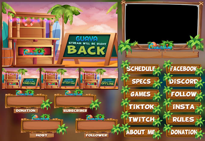 design animated overlay for twitch, kick