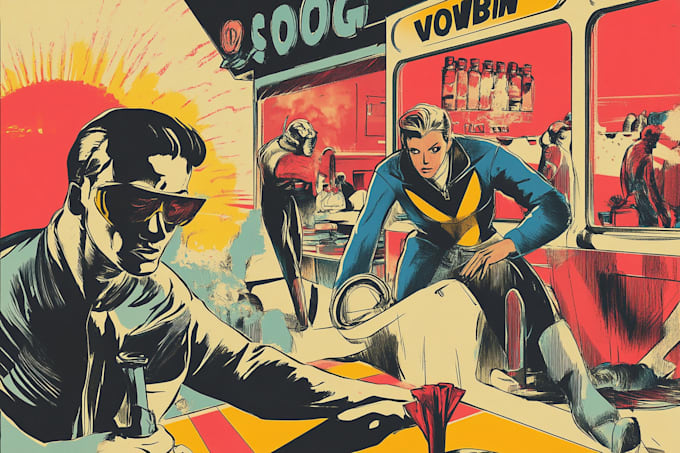 draw a retro vintage comic illustration
