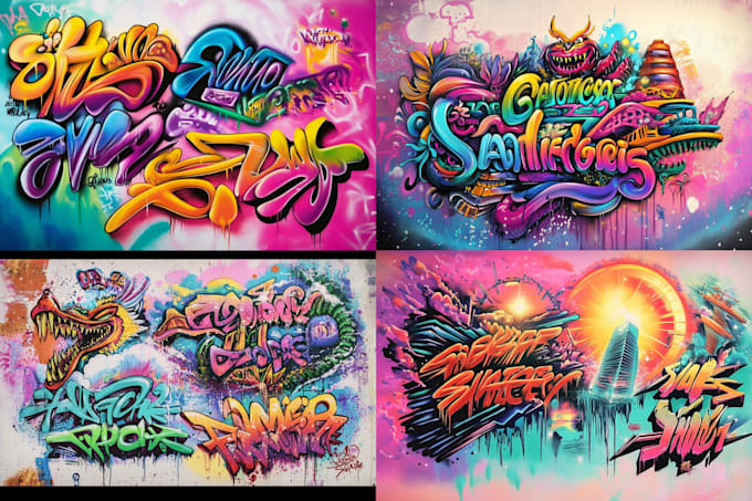 do 80s 90s airbrush graffiti design