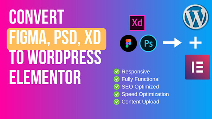 convert figma to wordpress with elementor and SEO optimization