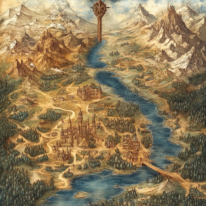 hand draw a fantasy map for your