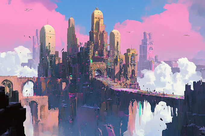 Make a cyberpunk futuristic city illustration by Aiseaqen | Fiverr
