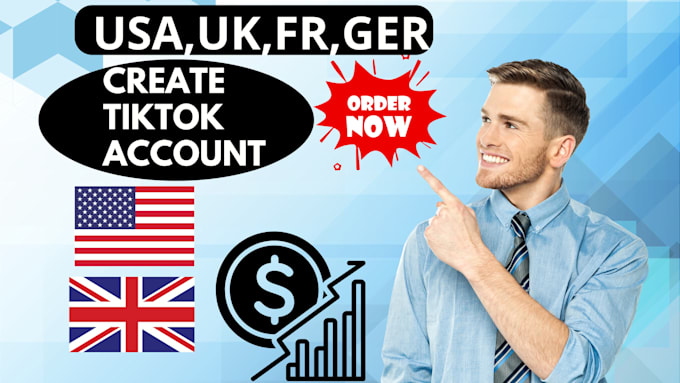create USA, UK, ger, fr tiktok account with creativity program beta in 1 hour