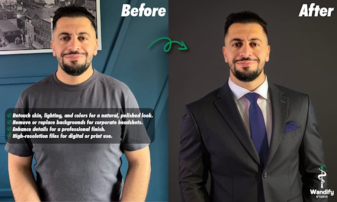 edit professional headshots with retouching in 24hr
