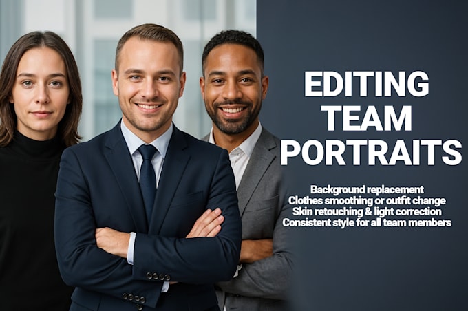 Batch edit your team photos in consistent style by Violettdubovsky | Fiverr