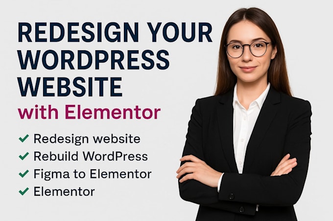 redesign, rebuild your wordpress website using elementor
