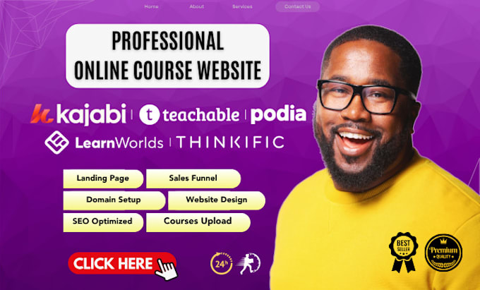 setup podia, thinkific, kajabi, teachable, learnworlds online course website