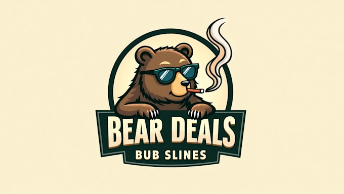 design high quality bear smoking mascot logo in express delivery