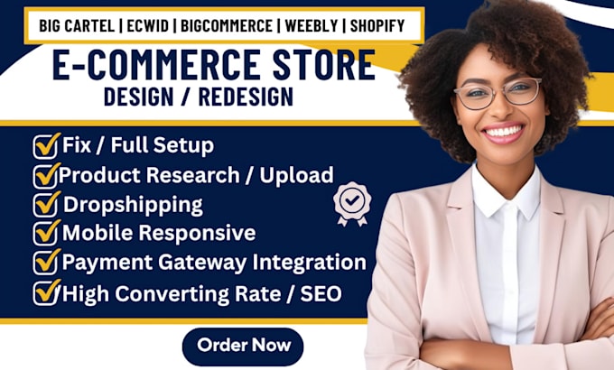 setup fix design, redesign big cartel, bigcommerce, ecwid, weebly, squareonline
