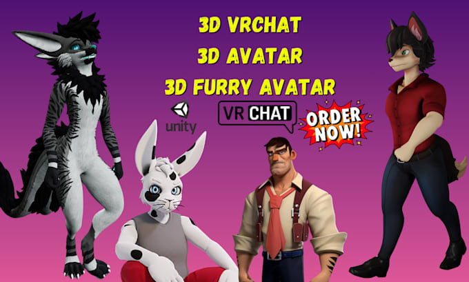 Een 3d vrchat avatar of furry fursona ontwerpen en riggen voor animaze ...