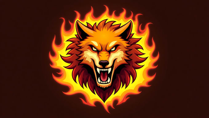 do angry wolf fire logo with free revisions and vector file