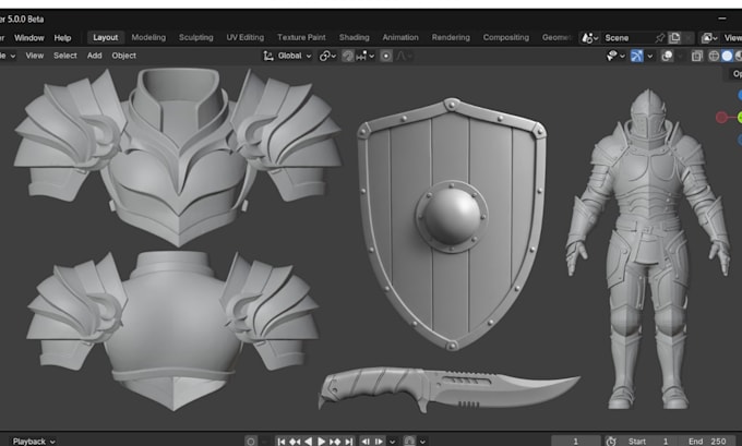 create a custom cosplay 3d sword armor helmet props for 3d printing