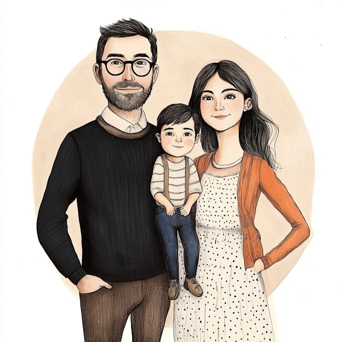 draw family portrait illustration