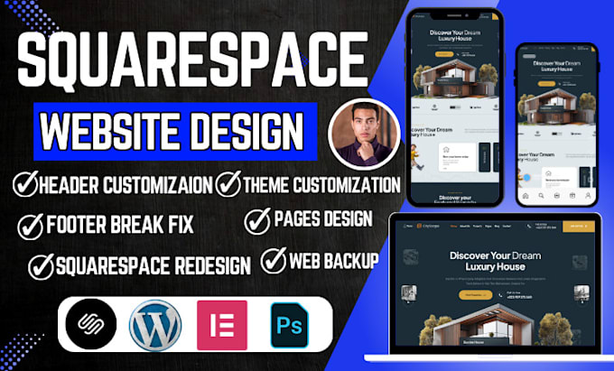 Picture of Squarespace website customization,contact us page,mobile theme template ...