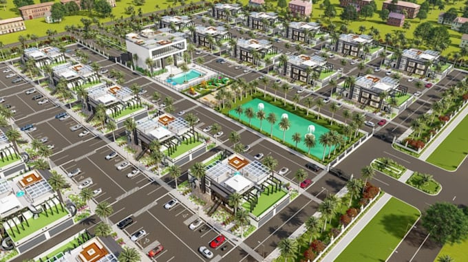 Remodel 3d landscape design,master site plan, render aerial view,cgi ...