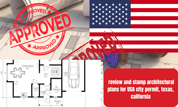 review and stamp architectural plans for USA city permit, texas, california