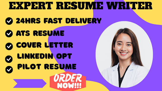 Write you professional resume, cover letter, linkedin opt and ats ...