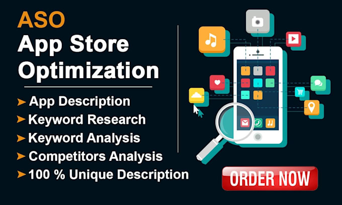 do aso with app description, title, keywords, screenshots for your apps or games
