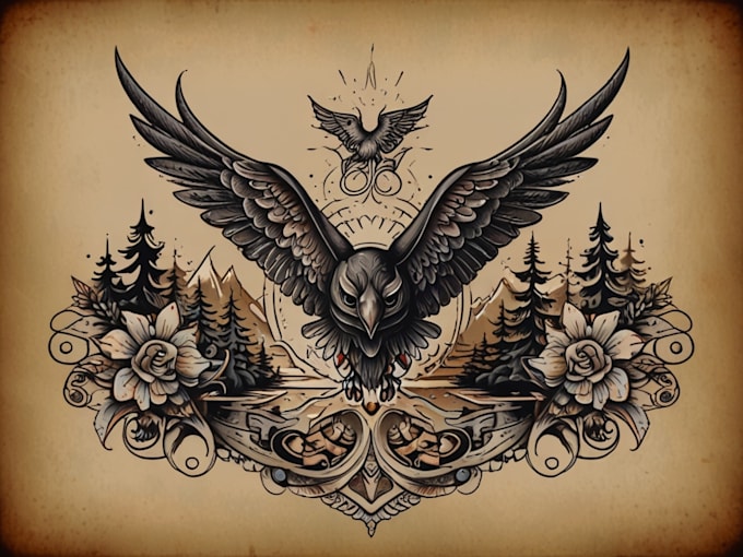 draw american traditional tattoo design by request