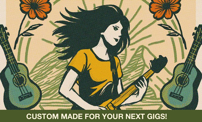 create a retro vintage halftone look music festival poster