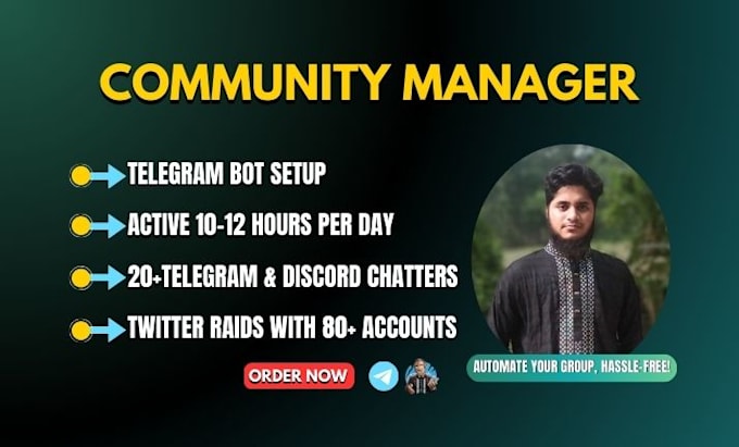 be your nft discord and telegram moderator, admin, chatter, community manager