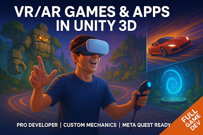 develop a VR or ar game, virtual reality app using unity 3d