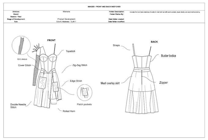 create a professional tech pack for your fashion product