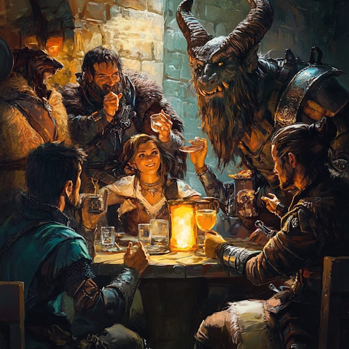 create dnd party art illustration