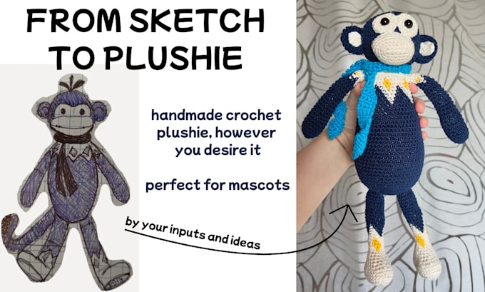 create a crochet plushie by your individual idea or drawing