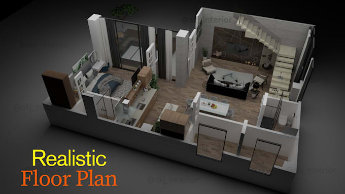 do urgent 2d to 3d floor plan modeling and real estate rendering