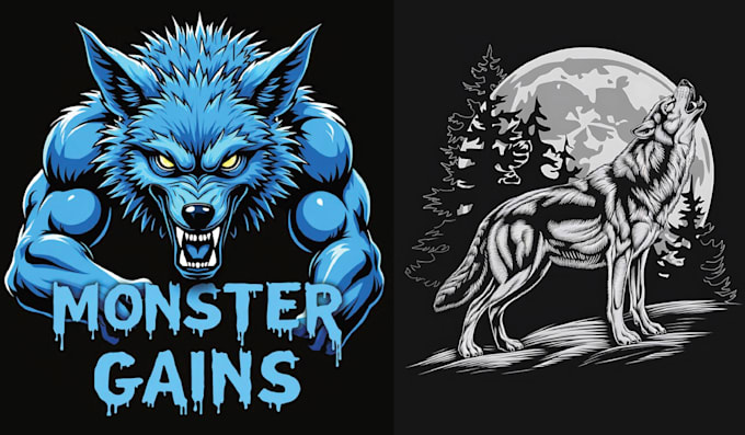 design creative animal t shirt werewolf logo
