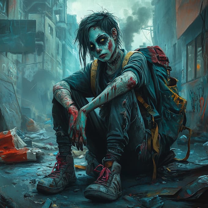 create fantasy horror character art and 2d horror art in my style