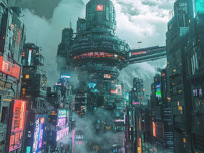 create futuristic cyberpunk city for you